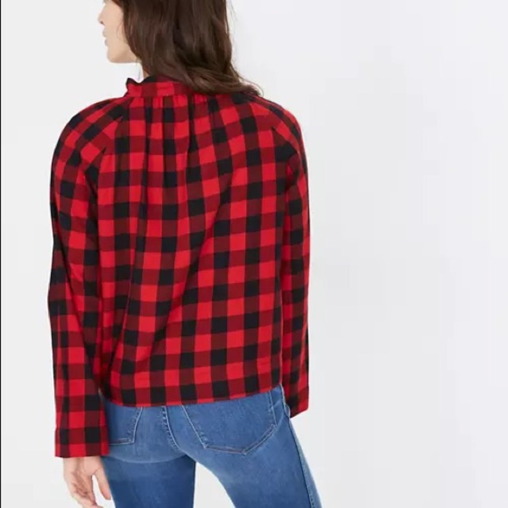 Madewell Tie-Neck Popover Shirt in Buffalo Check size medium - Picture 3 of 6